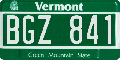 VT license plate BGZ841