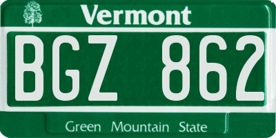 VT license plate BGZ862