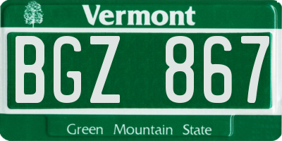 VT license plate BGZ867