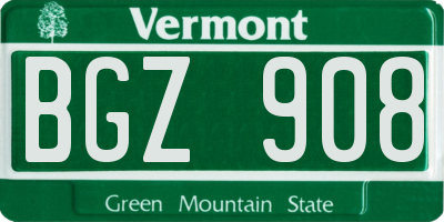 VT license plate BGZ908