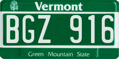 VT license plate BGZ916