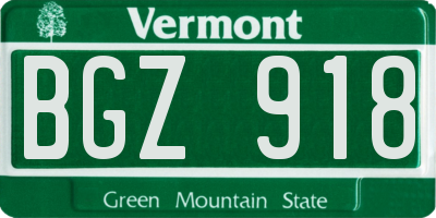 VT license plate BGZ918