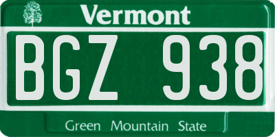 VT license plate BGZ938