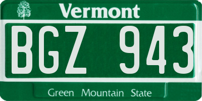 VT license plate BGZ943