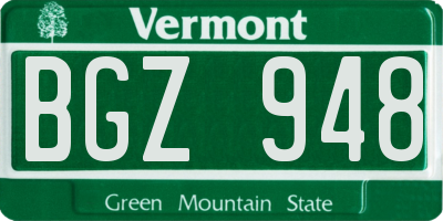 VT license plate BGZ948