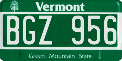 VT license plate BGZ956