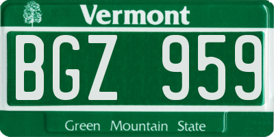 VT license plate BGZ959