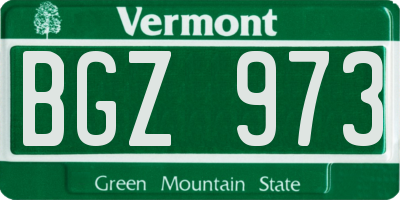 VT license plate BGZ973