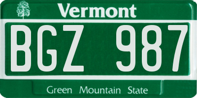 VT license plate BGZ987