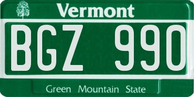 VT license plate BGZ990