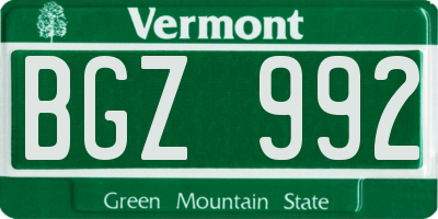 VT license plate BGZ992