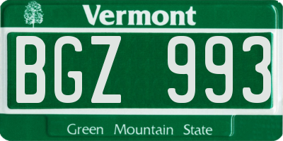 VT license plate BGZ993