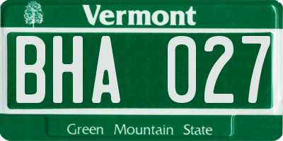 VT license plate BHA027