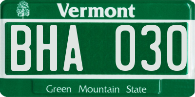 VT license plate BHA030