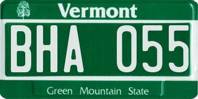 VT license plate BHA055