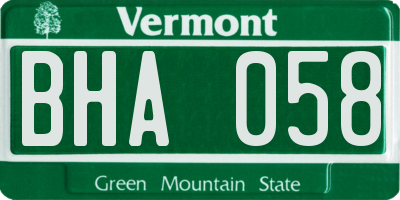 VT license plate BHA058