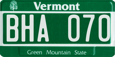 VT license plate BHA070