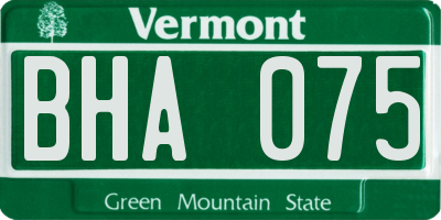 VT license plate BHA075