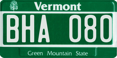 VT license plate BHA080