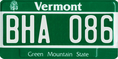 VT license plate BHA086
