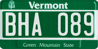 VT license plate BHA089