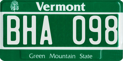 VT license plate BHA098