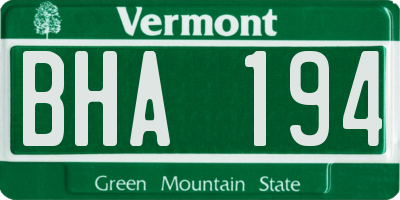 VT license plate BHA194