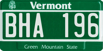 VT license plate BHA196