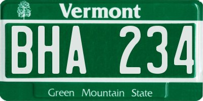 VT license plate BHA234