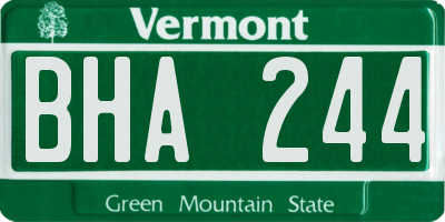VT license plate BHA244