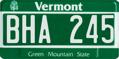 VT license plate BHA245