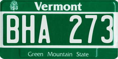 VT license plate BHA273