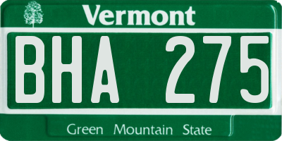 VT license plate BHA275