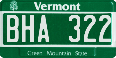 VT license plate BHA322