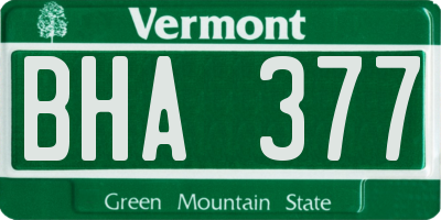 VT license plate BHA377