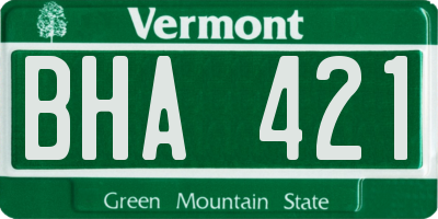 VT license plate BHA421