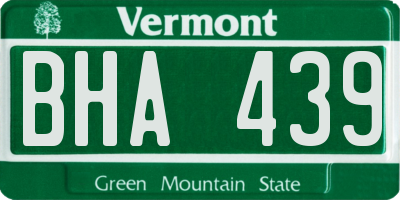 VT license plate BHA439