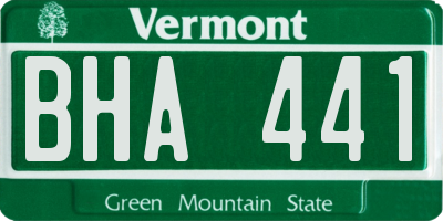 VT license plate BHA441