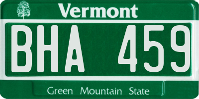 VT license plate BHA459