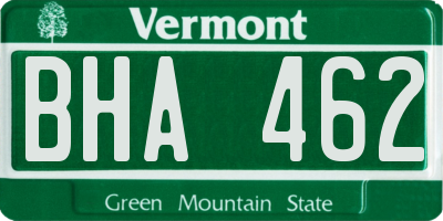 VT license plate BHA462