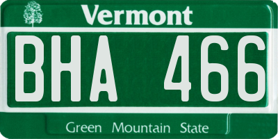VT license plate BHA466