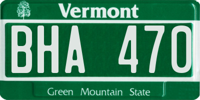 VT license plate BHA470