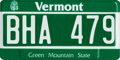 VT license plate BHA479
