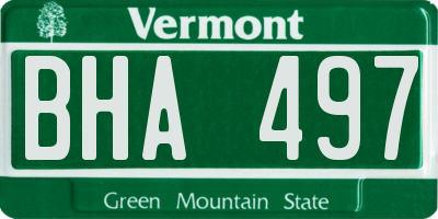 VT license plate BHA497