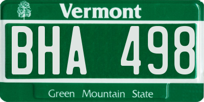 VT license plate BHA498
