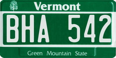 VT license plate BHA542
