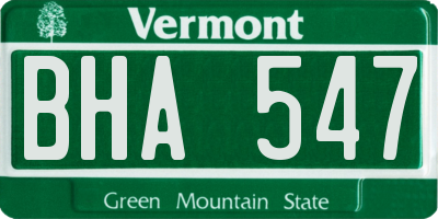 VT license plate BHA547