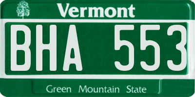 VT license plate BHA553