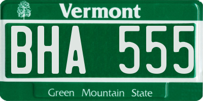 VT license plate BHA555