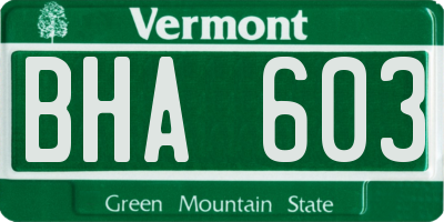 VT license plate BHA603